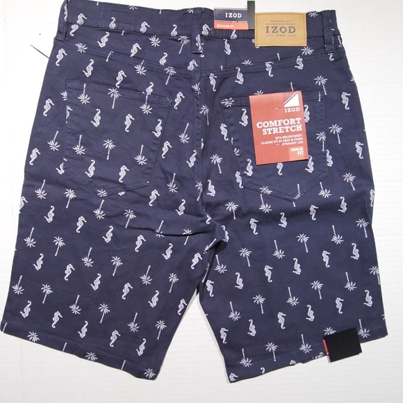 IZOD regular fit shorts sea horse palm tree print - Picture 3 of 3